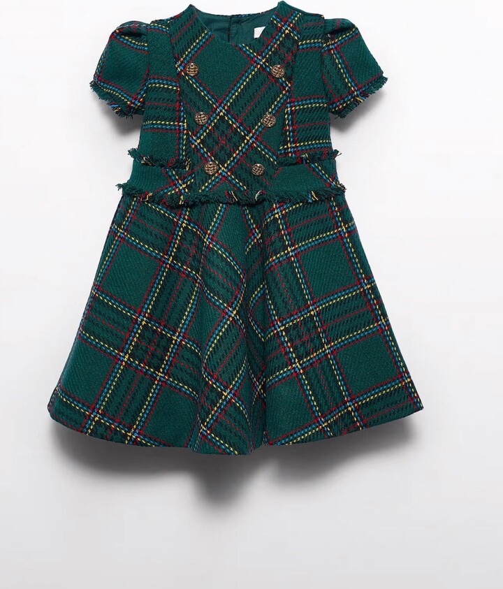 Abel & Lula Girls Plaid Frying Dress In Green