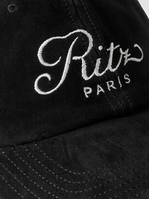 Frame + Ritz Paris Embroidered Suede Baseball Cap - Black