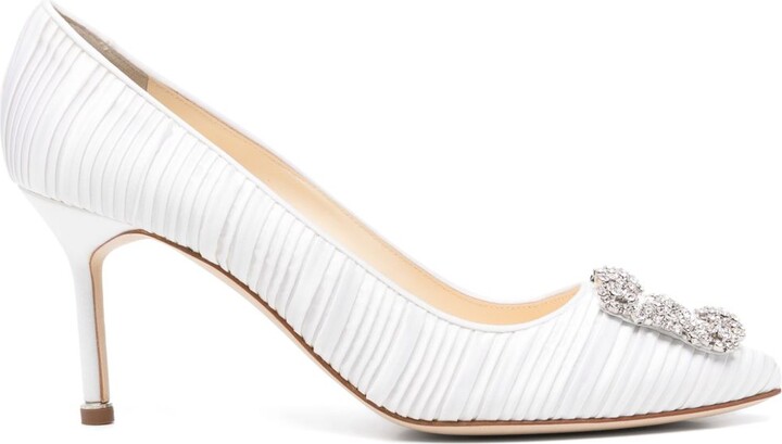 Manolo Blahnik White 70mm Hangisi Pumps