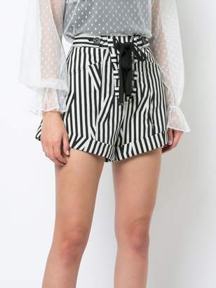 Self-Portrait lace up front striped shorts