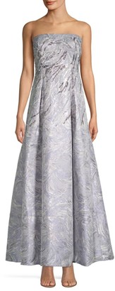 Aidan Mattox Embellished Jacquard Strapless Gown