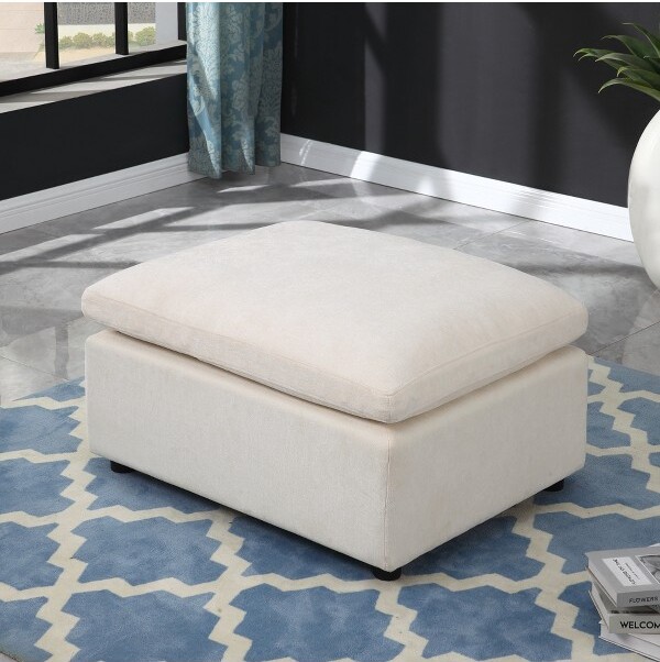 Soscooter ModernPolyesterSquareModularOttomanforSectionalSofa,SectionalSofaCouch,PolyesterBeige