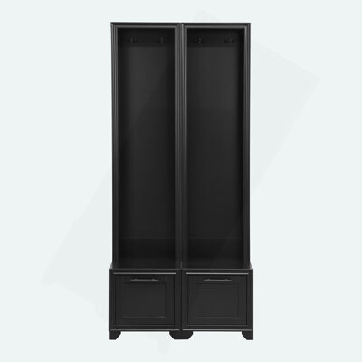 Elegant Free Standing Hall Tree Set Of 2, Multifunctional 3-IN-1 Entryway Coat Rack With Black Retro Handles, Seating Bench With Storage Drawers For H