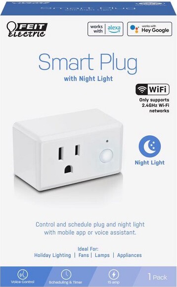 Feit FeitSmartHomeResidentialPlasticSmartPlugwithNightLight1-15R