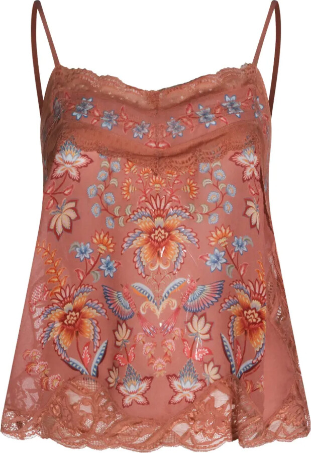 Farm Rio Floral Print Lace Tank Top