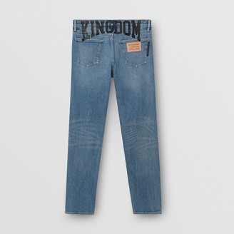 Burberry Slim Fit Kingdom Print Washed Jeans