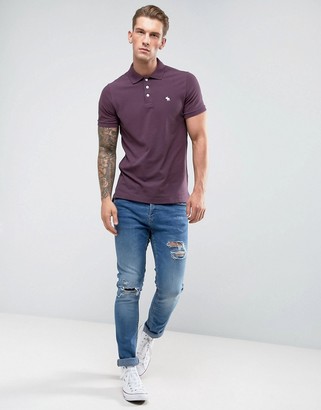 Abercrombie & Fitch Polo Muscle Slim Fit Stretch Pique In Plum