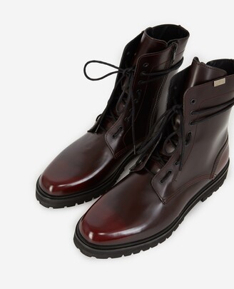 The Kooples Burgundy leather boots with side lace detail