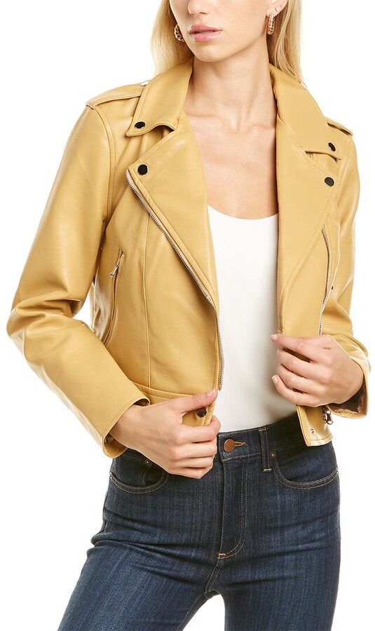camel colored faux leather jacket