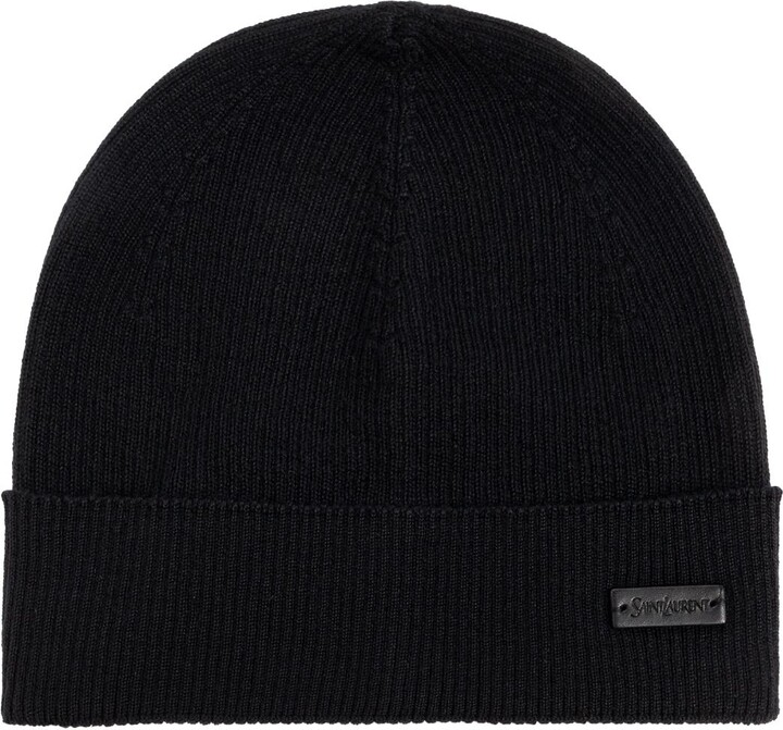 Saint Laurent Wool Beanie With Logo Patch