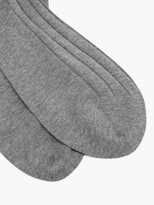 Thumbnail for your product : Brunello Cucinelli Contrast-trim Ribbed Cotton Below-the-knee Socks - Grey