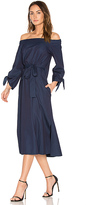 Thumbnail for your product : Tibi Off Shoulder Belted Midi Dress in Navy