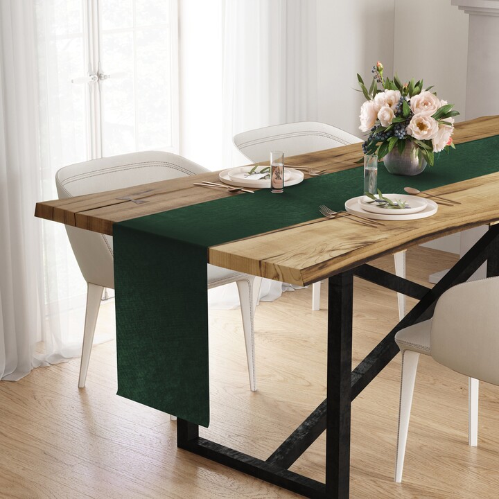 Green Moss Fabric Table Runner Christmas Dining Decor
