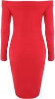 Thumbnail for your product : Jane Norman Red Popper Front Bardot Dress