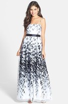 Thumbnail for your product : JS Collections Leaf Print Mesh Overlay Gown