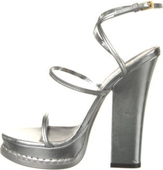 Tom Ford Leather Sandals Metallic & Silver Platform Multistrap Unfortunately due to restrictions this item may not be eligible for shipping in all areas.