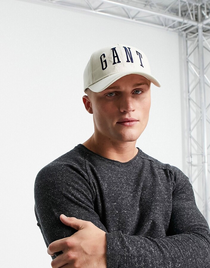 Gant cap with large logo in cream - ShopStyle Hats