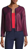 Thumbnail for your product : Armani Collezioni Perforated Leather Zip-Front Jacket, Navy/Red
