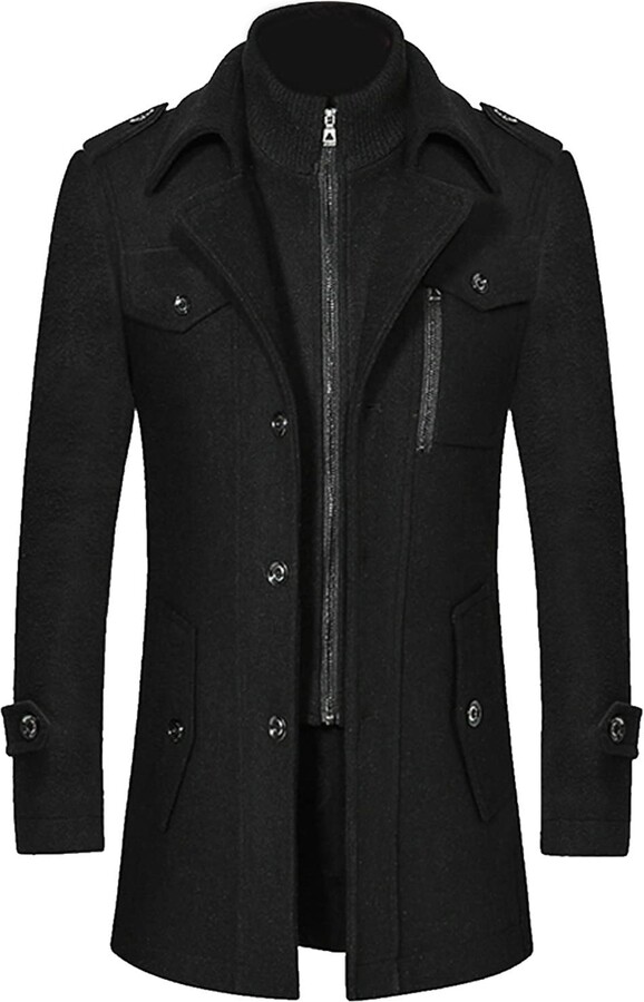 Luckywaqng Men's Autumn And Winter Casual Fashion Coat Solid Color