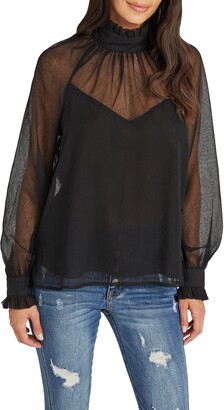 sheer mock neck