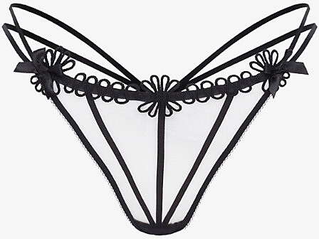 Agent Provocateur Womens Black Coletta Embroidered Tulle Thong M