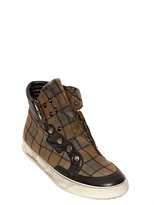 Thumbnail for your product : Bruno Bordese Tartan Snap Button High Top Sneakers