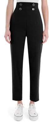Sara Battaglia Women's High-Waist Cropped Pants - Black - Size 42 (6)