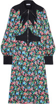 Thumbnail for your product : Paco Rabanne Satin Twill-paneled Floral-print Crepe De Chine Dress