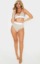 Thumbnail for your product : PrettyLittleThing Nude Contrast Hem Triangle Bikini Top
