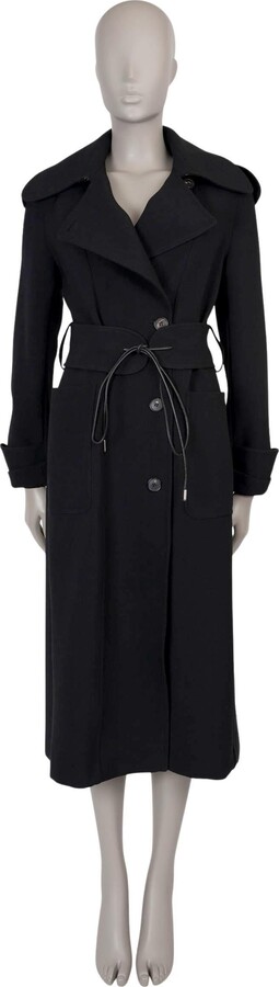 Victoria Beckham Black Wool 2020 Belted Midi Coat Jacket 8 Xs