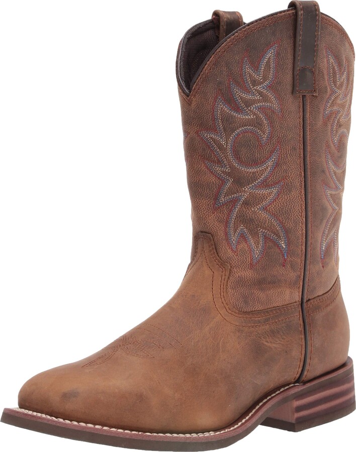 AdTec Ad Tec Men's 11in Cowboy Square Toe Western Boots Oil Tumbled Leather - Brown