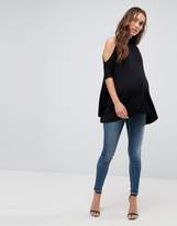 Thumbnail for your product : ASOS Maternity Top With Cold Shoulder and High Neck