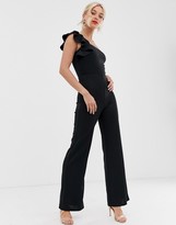 Thumbnail for your product : True Violet ruffle one shoulder jumpsuit