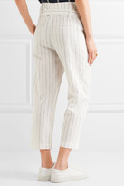 Thumbnail for your product : Brunello Cucinelli Cropped Striped Wool And Linen-blend Wide-leg Pants - White