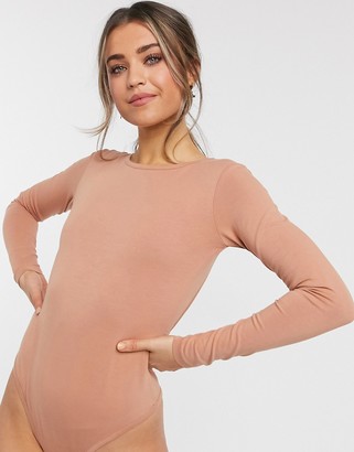 Outrageous Fortune exclusive long sleeve open back body in camel