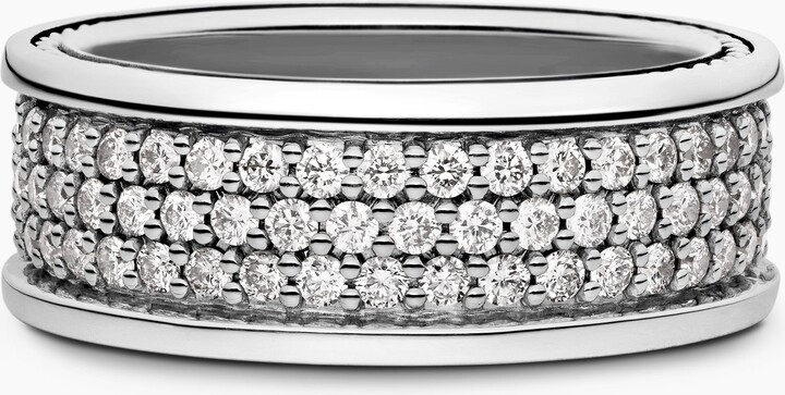 David Yurman Streamline? Pav? Three Row Band Ring in Sterling Silver with Diamonds | Men's | Size 8.5