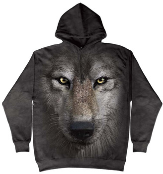 The Mountain Gray Wolf Face Hoodie - Unisex
