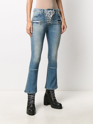 Unravel Project Lace-Up Cropped Jeans