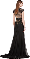Thumbnail for your product : Murad Zuhair Black Bead & Sequin Bodice Cap Sleeve Gown
