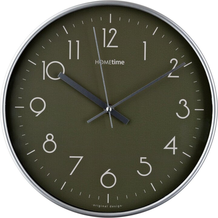 Hometime Round Wall Clock Wooden Hands 12" Green ShopStyle