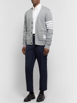 Thumbnail for your product : Thom Browne Striped Loopback Cotton-Jersey Cardigan