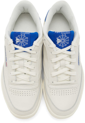 Reebok Classics Off-White and Blue Club C 85 Sneakers