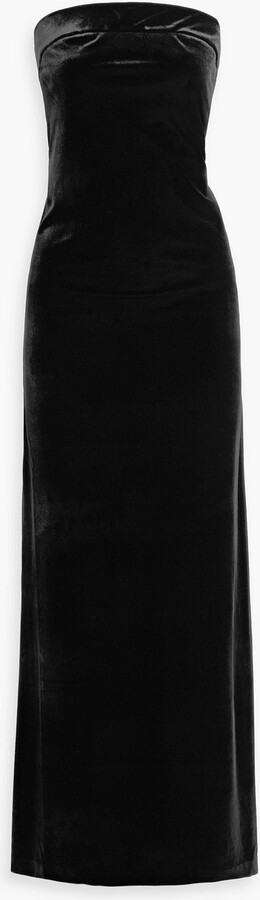 Strapless velvet maxi dress