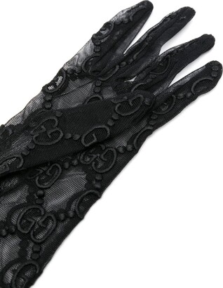 Gucci GG-embroidered tulle gloves - ShopStyle