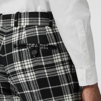 Burberry Slim Fit Tartan Wool Cashmere Tailored Trousers