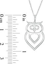 Thumbnail for your product : Zales 1/20 CT. T.W. Diamond Laser-Cut Owl Pendant in 10K White Gold