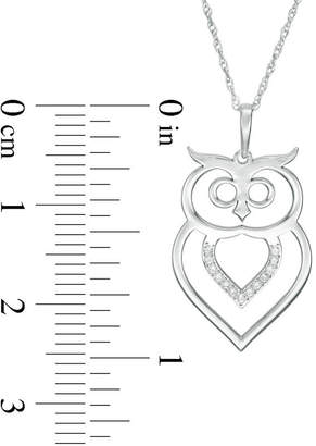 Zales 1/20 CT. T.W. Diamond Laser-Cut Owl Pendant in 10K White Gold