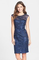Thumbnail for your product : Sue Wong Cap Sleeve Embroidered Sheath Dress