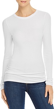 White Enza Costa Womens Bold Long Sleeve Crewneck T-Shirt Medium