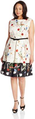 Julian Taylor Women's Plus Size Floral Printed Dress with Belt